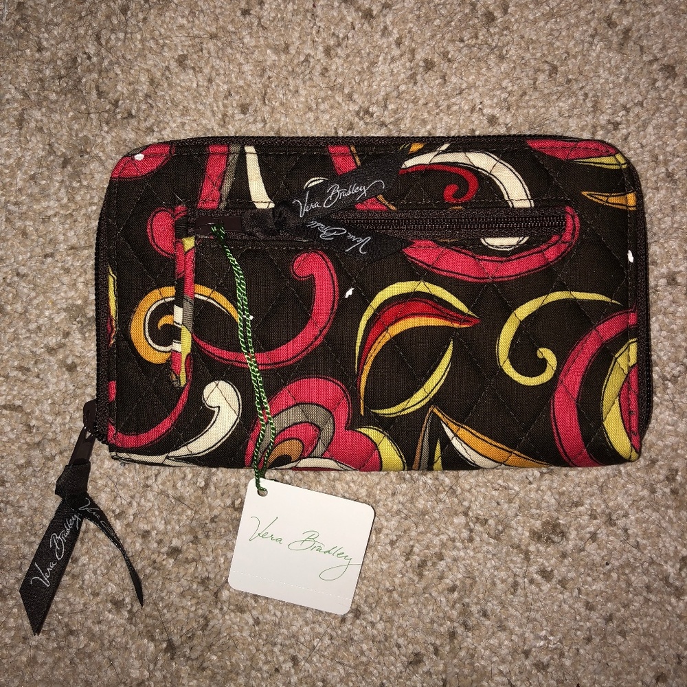 Vera Bradley Zipper Wallet | Red, Brown, Yellow